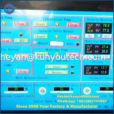 Máquina de Softgel sem costura 380V/50HZ com capacidade de saída de 54000pcs e dosagem de cápsulas de 5 ~ 20 mg